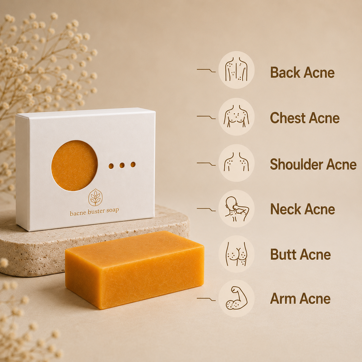 Bacne Buster Bar – Natural Turmeric Soap for Back & Body Acne
