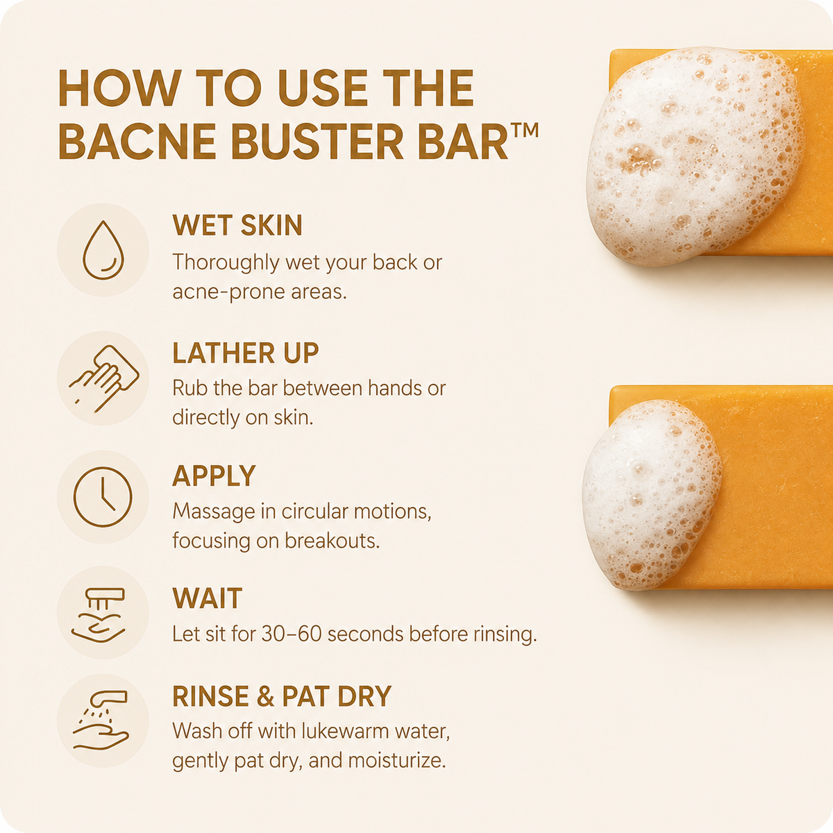 Bacne Buster Bar – Natural Turmeric Soap for Back & Body Acne